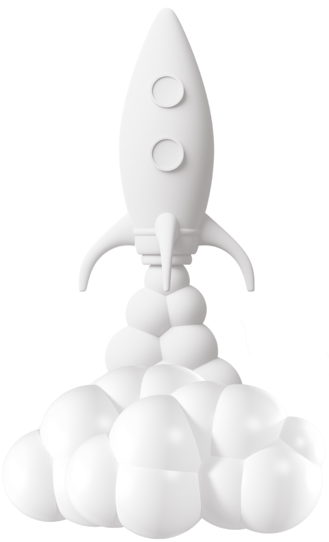 fusée blanche en décollage